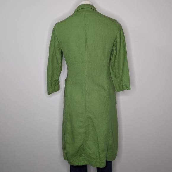 Lafayette 148 green linen 1/2 sleeve button up jacket dress 4 - Picture 7 of 11